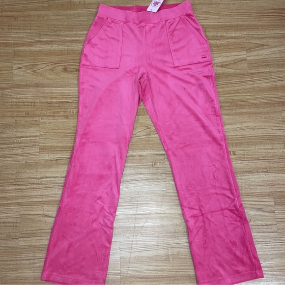 Juicy Couture Pink Velour Tracksuit zip up hoodie, bootcut pant, large - Picture 4 of 9